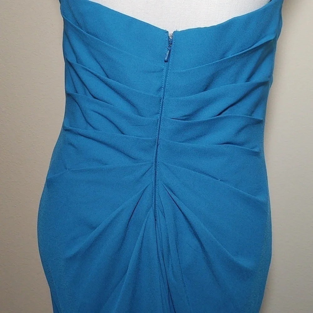 David's Bridal Full Length Strapless Formal Blue - Picture 4 of 10